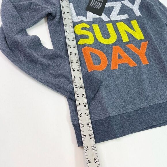 Chaser Sweatshirt Womens XS Gray Lazy Sunday Graphic Long Sleeve Pullover new - Picture 6 of 10